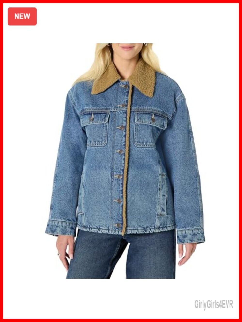 Women's Oversized-Fit Faux-Shearling Lined Denim Jacket
